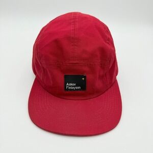 Askov Finlayson 5 Panel Hat Red One Size Adjustable Keep The North Cold Cap